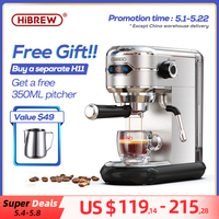 HiBREW ekspres do kawy Cafetera 19 Bar Inox półautomatyczne Super cienki ESE POD i proszek Espresso Cappuccino maszyna ciepłej wody H11 1